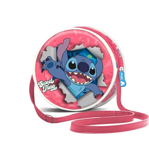 Lilo und Stitch Thing-Runde Schultertasche, Rosa, 18,5 x 18,5 cm von Disney