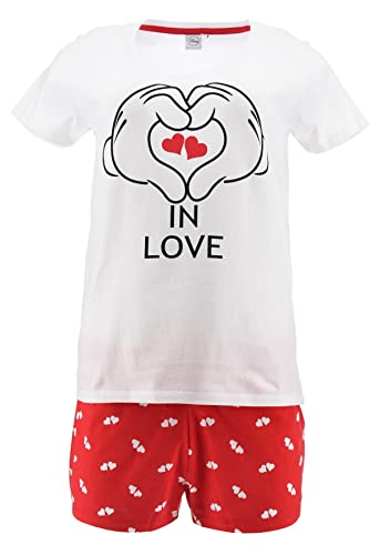 Mickey Mouse Damen Kurz Pyjama Schlafanzug (Weiß,M) von Disney