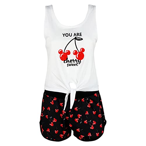 Mickey Mouse Damen Kurz Pyjama Schlafanzug (Weiß,XL) von Disney