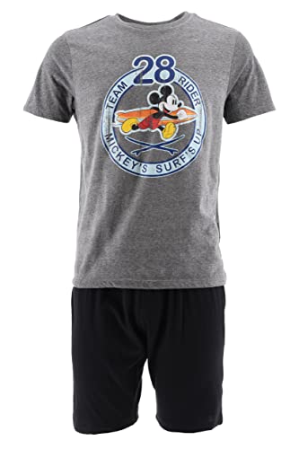 Mickey Mouse Herren Kurz Pyjama Schlafanzug (Grau,M) von Disney