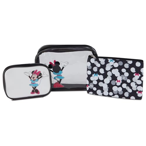 Mickey Mouse Kosmetikkoffer-Set – Offiziell lizenziertes Mickey und Minnie Mouse Reise-Kosmetikkoffer 3-teiliges Set – Mädchen, Jungen, Teenager, Erwachsene, Schwarz Minnie von Disney