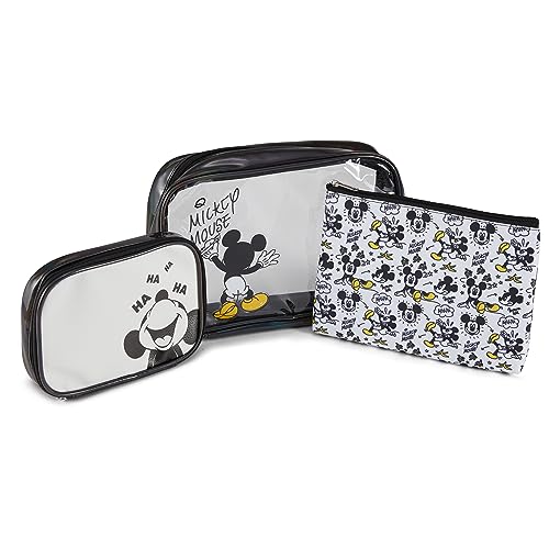 Disney Mickey Mouse Kosmetikkoffer-Set – Offiziell lizenziertes Mickey und Minnie Mouse Reise-Kosmetikkoffer 3-teiliges Set – Mädchen, Jungen, Teenager, Erwachsene, Schwarzer Mickey von Disney