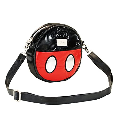 Micky Maus Air-Padding Runde Schultertasche, Schwarz von Disney