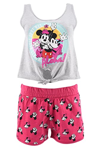 Minnie Mouse Damen Kurz Pyjama Schlafanzug (Hellgrau,L) von Disney