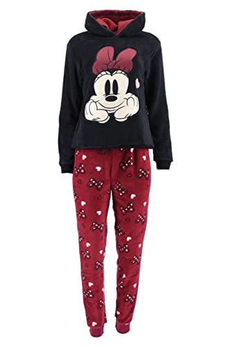 Minnie Mouse Damen Lang Pyjama Schlafanzug (Schwarz,XL) von Disney