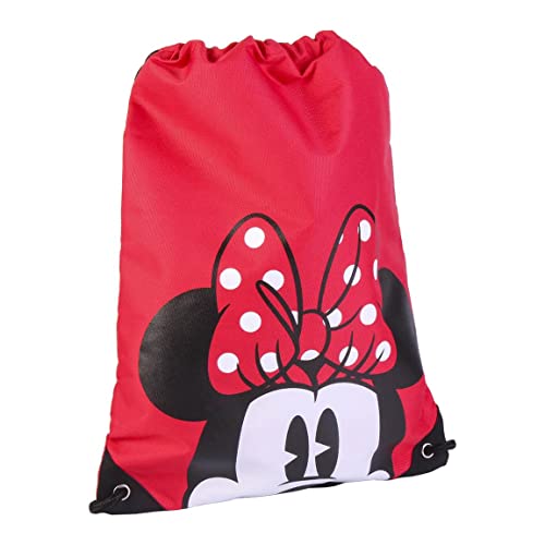 Minnie Mouse Turnbeutel Sportbeutel Kindergartentasche geeignet als Gymsack, Rucksack, Spieltasche, Schuhbeutel (Rot) von Disney