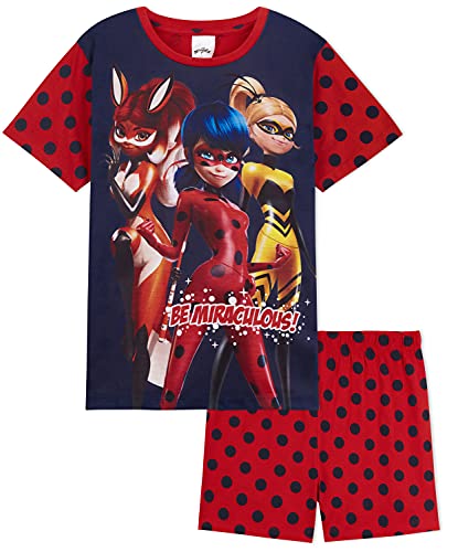 Miraculous Ladybug Schlafanzug Mädchen Kurz, Pyjama Mädchen, Schlafanzug Kinder (Rot, 3-4 Jahre) von Miraculous