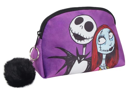 Nightmare Before Christmas Make-up-Tasche für Frauen Mädchen Federmäppchen Disney Kosmetik Toilettenartikel Tasche Doppelseitiges Design, violett, Einheitsgröße, Kosmetiktasche von Disney