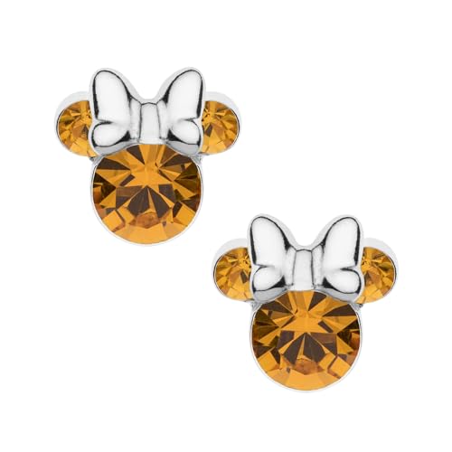 Ohrstecker Minnie-Maus mit Geburtsstein, Disney für Damen, Silber, Disney-Schmuck, verziert mit Zirkonia von Disney