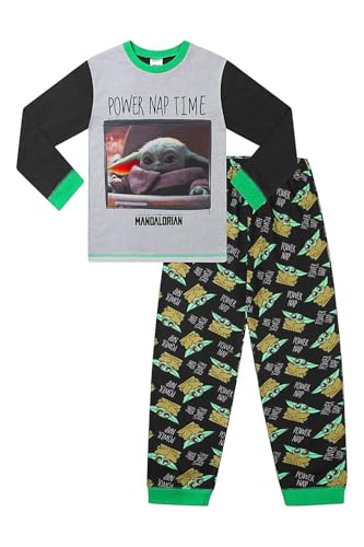 The Mandalorian Baby Yoda Power Nap Schlafanzug für Jungen und Mädchen, lang, Star Wars, grau, 8-9 Years von Disney