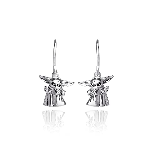 Star Wars The Mandalorian Grogu Sterling Silber Grogu Dangle Ohrringe, offiziell lizenziert, Sterling Silber von Disney
