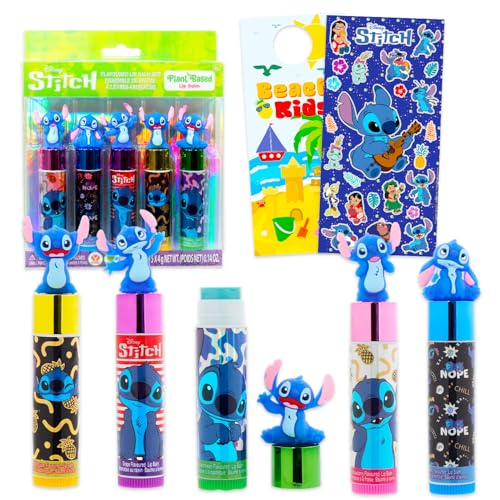 Stitch Lippenbalsam-Tuben für Mädchen – Bündel mit 5 Tuben Lippenbalsam auf Pflanzenbasis in verschiedenen Geschmacksrichtungen mit Figurenaufsätzen und Aufklebern, mehr | Stitch Party Favors Stitch Lippenbalsam-Tuben für Mädchen – Bündel mit 5 Tuben Lippenbalsam auf Pflanzenbasis in verschiedenen Geschmacksrichtungen mit Figurenaufsätzen und Aufklebern, mehr | Stitch Party Favors von Disney