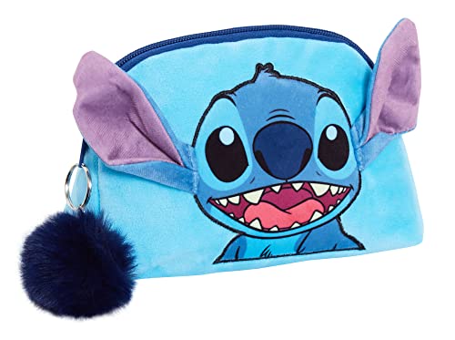 Stitch Make Up Tasche für Frauen Mädchen Disney Federmäppchen Doppelseitig Samt Kosmetik Kulturbeutel Reisezubehör Geschenk, blau, Einheitsgröße, Kosmetiktasche von Disney