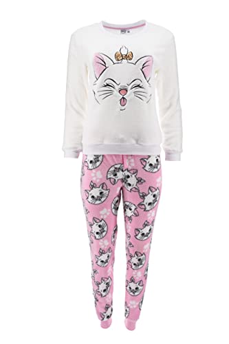 The Aristocats Damen Lang Pyjama Schlafanzug (Weiß,XL) von Disney