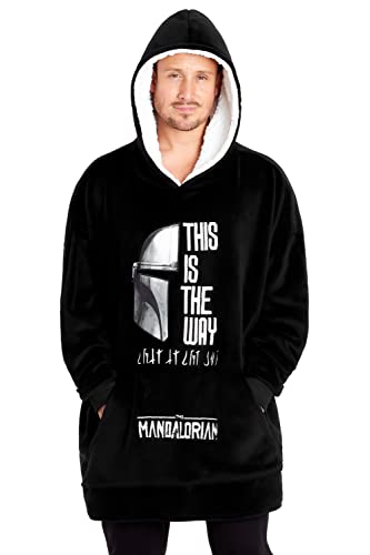 The Mandalorian Oversized Hoodie Herren, Star Wars Fleece Riesen Pullover Herren Hoodie Blanket (Schwarz/Weiß) von Disney