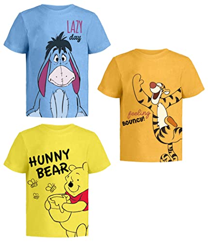 Winnie Puuh T-Shirt (Sets) Tigger I-Aah Ferkel Kaninchen Roo Kanga Eule Klumpy Kessie Kleinkind Kleidung, Hellblau/Orange/Gelb, 4 Jahre von Disney
