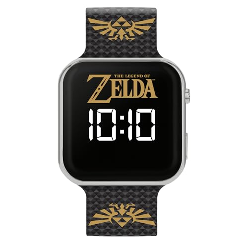 Disney Zelda GLZ4013 Kinder-LED-Digitaluhr mit schwarzem Silikonarmband, Schwarz, Modern von Disney