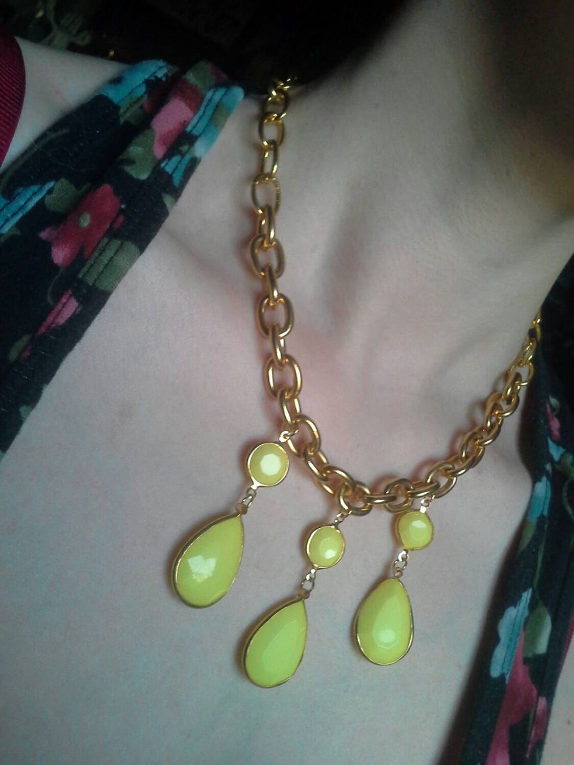 Gelb & Gold Baumeln Halskette von DisorderedDesigns