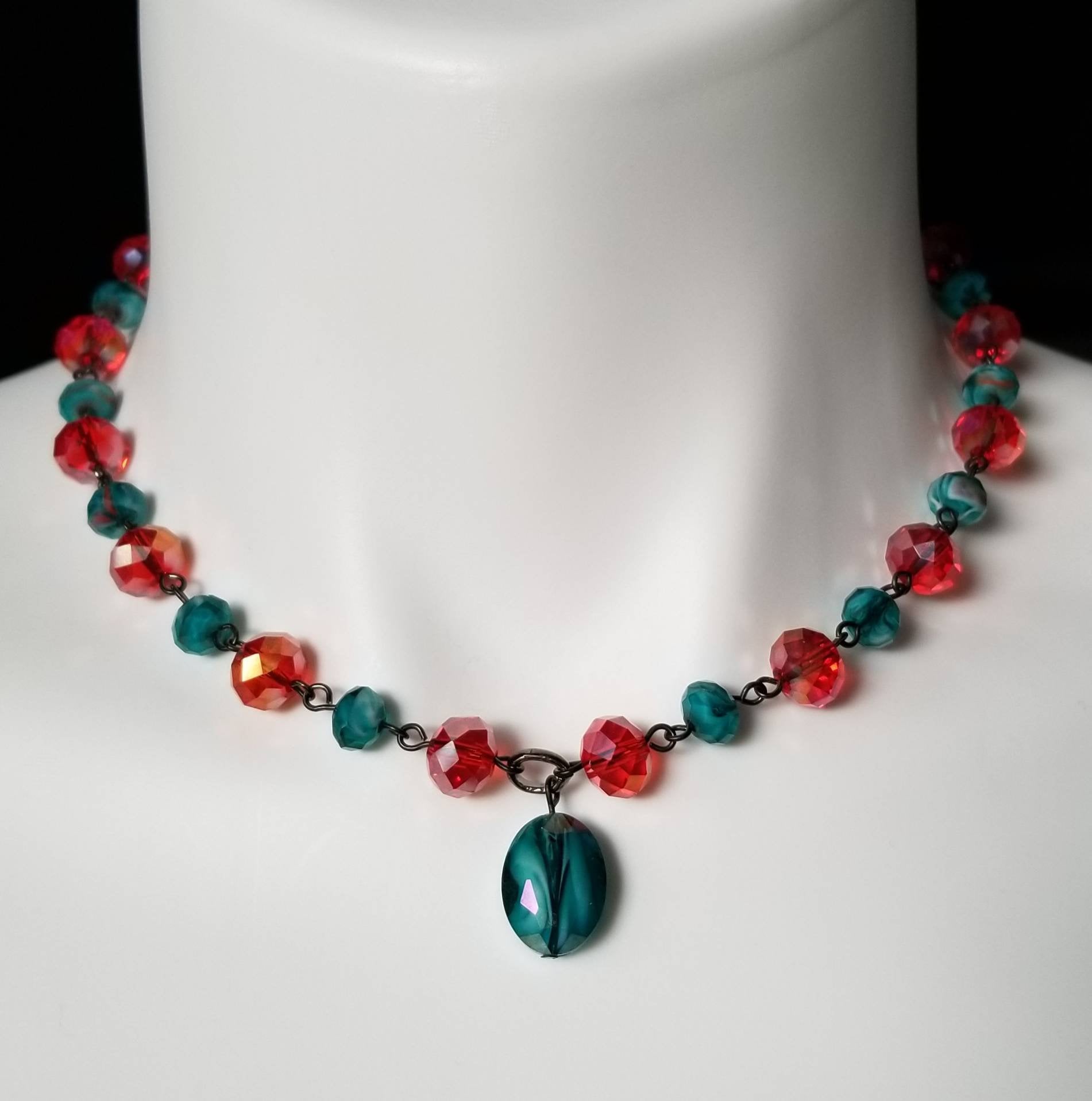 Orange Und Türkis Perlenkette von DisorderedDesigns