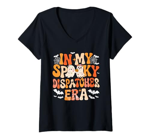 Damen In My Spooky Funny Dispatcher Era Halloween Boo Proud Job T-Shirt mit V-Ausschnitt Damen In My Spooky Funny Dispatcher Era Halloween Boo Proud Job T-Shirt mit V-Ausschnitt von Dispatcher Halloween Costume