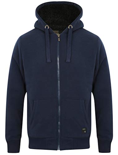 Bolo 2 Zip Through Hoodie With Borg Lining In Midnight Blue – Dissident-XXL von Dissident