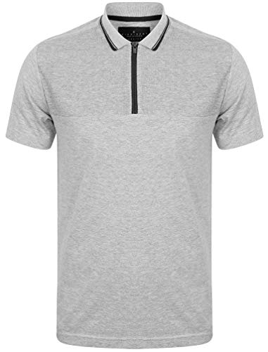 Dissident Lyon Herren Poloshirt aus Piqué-Baumwolle mit Reißverschluss Gr. S, Hellgrau (Light Grey Marl) von Dissident