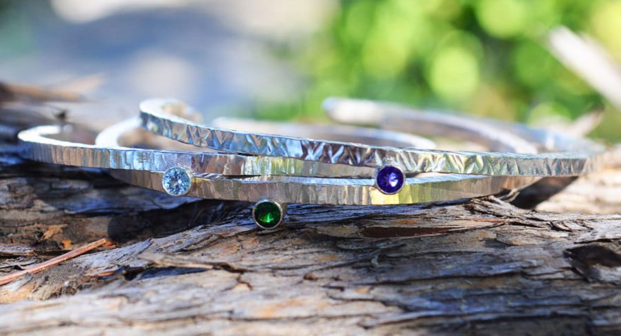 Handgemachte Stapeln Sterling Silber Armbänder, Edelstein Armreifen Handgemachte Stapeln Sterling Silber Armbänder, Edelstein Armreifen von DistantTheDawn