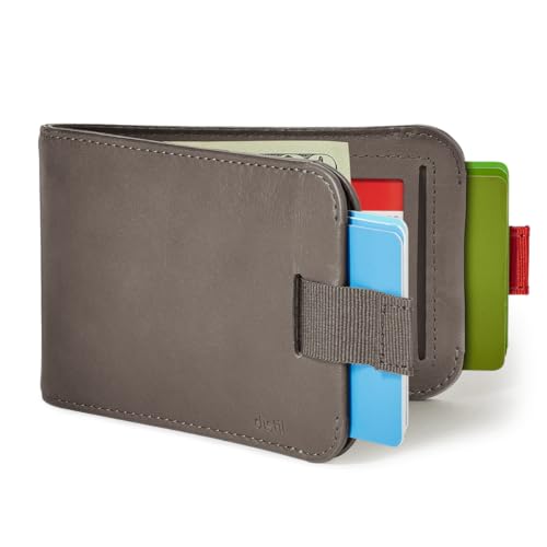 Distil Union Wally 5.0 with MagLock | RFID Leather Bifold Wallet with Money Clip & MagLock | Slim, Minimalist Billfold, Grau, 5.0 Ausweisfenster von Distil Union