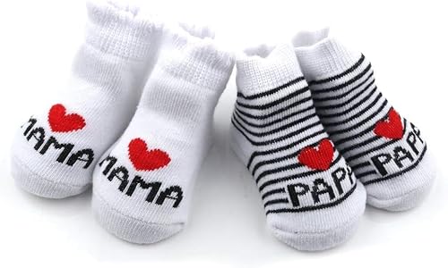 Distinct® Baby Baumwollsocken Süße Socken Ich liebe Mama + Ich liebe PaPa Neugeborenes Kleinkind Baby Sock Jungen Mädchen Cotton kleine Söckchen Geschenk (2 Paar) von Distinct