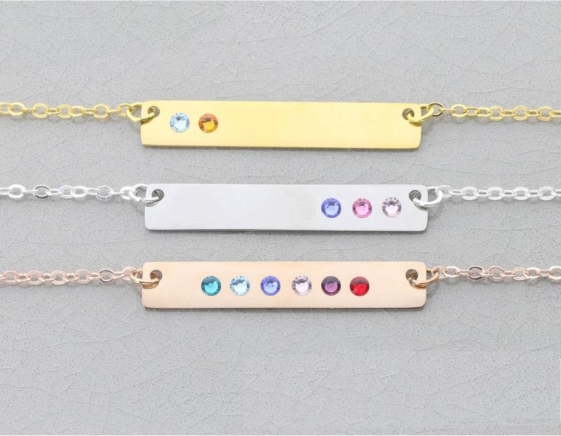 Geburtsstein Bar Halskette, Swarovski Kristall, Personalisierte Mutter Geschenk von DistinctlyIvy