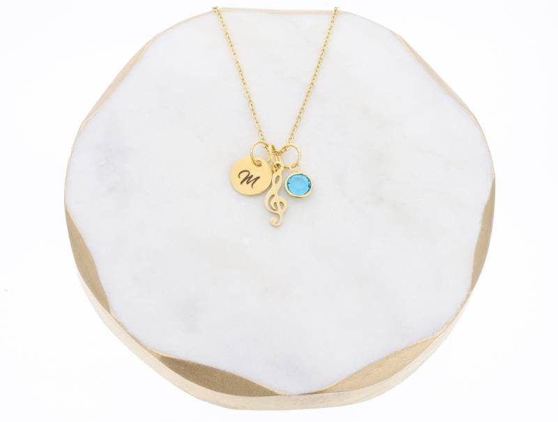 925 Silberkette Mit Initiale, Schmuckanhänger Und Geburtsstein von DistinctlyIvy