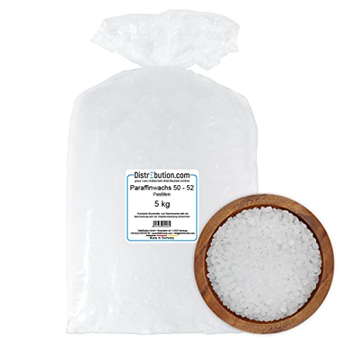 5 kg Paraffin 50-52°C in Pastillen für Paraffinbad, Handbad, Fußbad und Kerzen geeignet, Made in Germany von DistrEbution