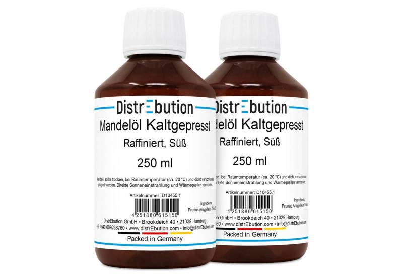DistrEbution Körperöl Mandelöl Süß 250ml-5L Kaltgepresst & Raffiniert, 100% Rein & Vegan von DistrEbution