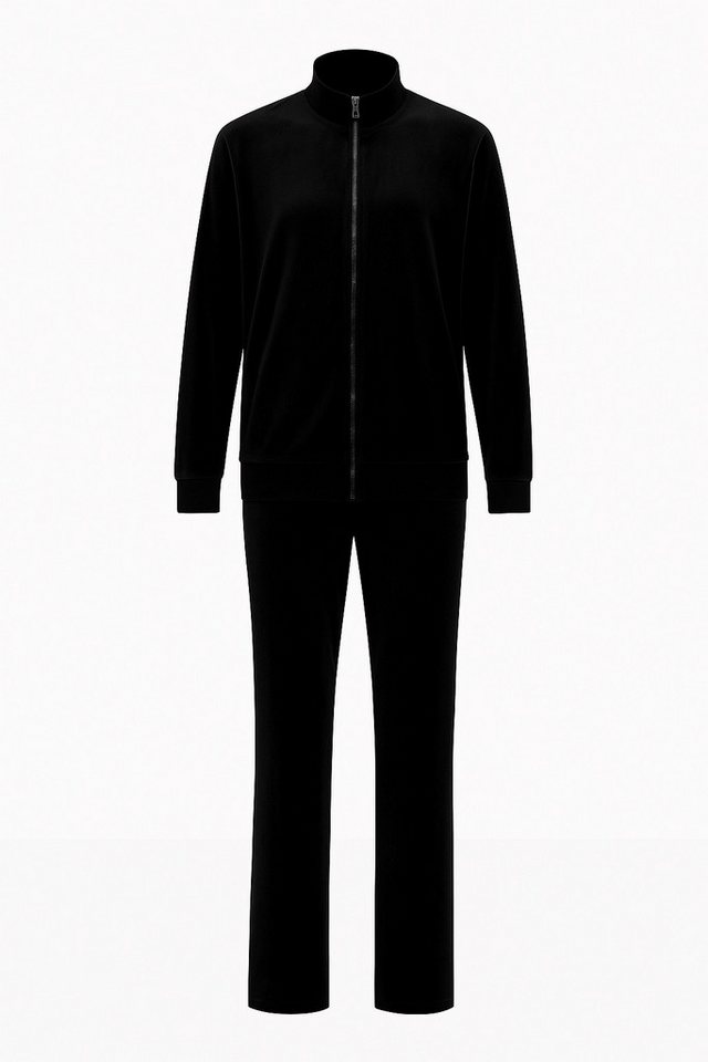 Distra Fashion Hausanzug Damen Nicki Hausanzug Zweiteiler Freizeitanzug mit Gummibund Schwarz L von Distra Fashion