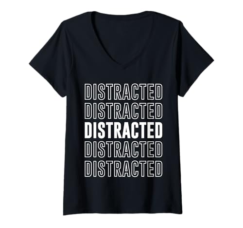 Damen Abgelenkt T-Shirt mit V-Ausschnitt von Distracted Apparel
