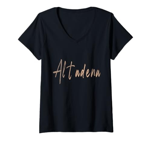 Damen Altadena California Vintage elegantes Design T-Shirt mit V-Ausschnitt von Distressed California designs