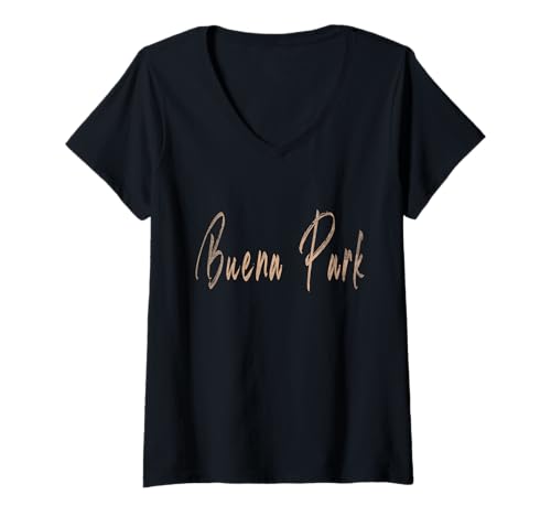 Damen Buena Park California Vintage elegantes Design T-Shirt mit V-Ausschnitt von Distressed California designs