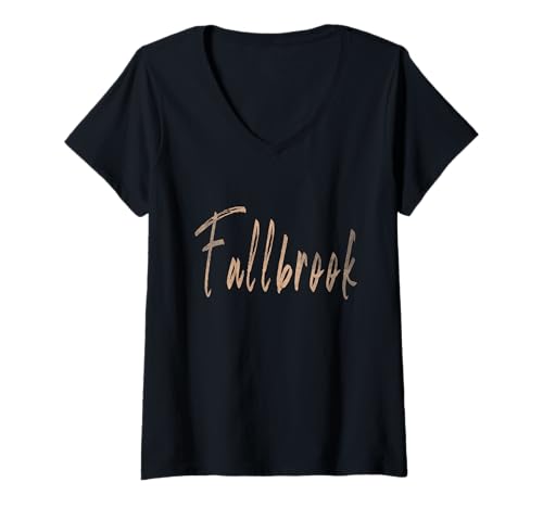 Damen Fallbrook California Vintage elegantes Design T-Shirt mit V-Ausschnitt von Distressed California designs