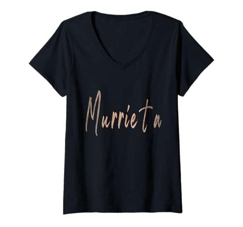 Damen Murrieta California Vintage elegantes Design T-Shirt mit V-Ausschnitt von Distressed California designs
