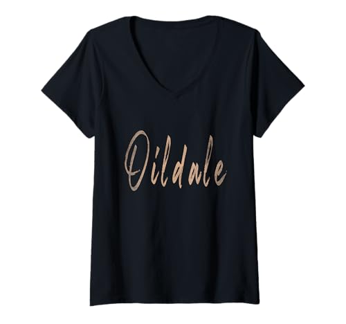 Damen Oildale California Vintage elegantes Design T-Shirt mit V-Ausschnitt von Distressed California designs
