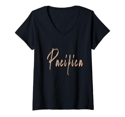 Damen Pacifica California Vintage elegantes Design T-Shirt mit V-Ausschnitt von Distressed California designs
