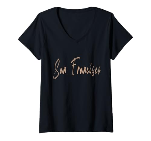 Damen San Francisco California Vintage elegantes Design T-Shirt mit V-Ausschnitt von Distressed California designs