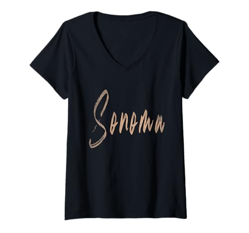 Damen Sonoma California Vintage elegantes Design T-Shirt mit V-Ausschnitt von Distressed California designs