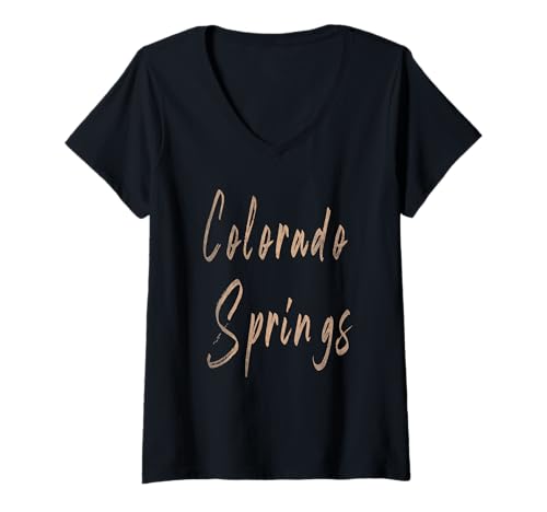 Damen Colorado Springs Colorado Vintage elegantes Design T-Shirt mit V-Ausschnitt Damen Colorado Springs Colorado Vintage elegantes Design T-Shirt mit V-Ausschnitt von Distressed Colorado designs