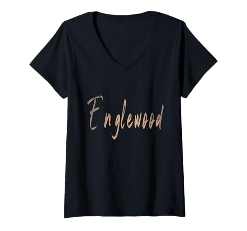 Damen Englewood Colorado Vintage elegantes Design T-Shirt mit V-Ausschnitt Damen Englewood Colorado Vintage elegantes Design T-Shirt mit V-Ausschnitt von Distressed Colorado designs