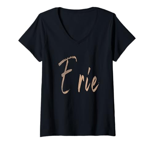 Damen Erie Colorado Vintage elegantes Design T-Shirt mit V-Ausschnitt Damen Erie Colorado Vintage elegantes Design T-Shirt mit V-Ausschnitt von Distressed Colorado designs