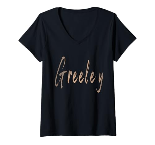 Damen Greeley Colorado Vintage elegantes Design T-Shirt mit V-Ausschnitt Damen Greeley Colorado Vintage elegantes Design T-Shirt mit V-Ausschnitt von Distressed Colorado designs