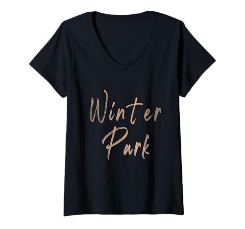 Damen Winter Park Colorado Vintage Elegantes Design T-Shirt mit V-Ausschnitt Damen Winter Park Colorado Vintage Elegantes Design T-Shirt mit V-Ausschnitt von Distressed Colorado designs