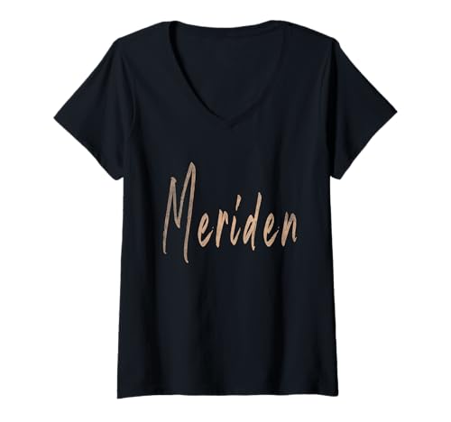 Damen Meriden Connecticut Vintage Elegantes Design T-Shirt mit V-Ausschnitt von Distressed Connecticut designs