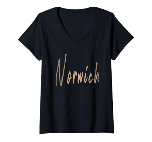 Damen Norwich Connecticut Vintage Elegantes Design T-Shirt mit V-Ausschnitt Damen Norwich Connecticut Vintage Elegantes Design T-Shirt mit V-Ausschnitt von Distressed Connecticut designs